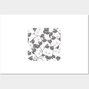 Kawaii Cute Cats Pattern Posters and Art